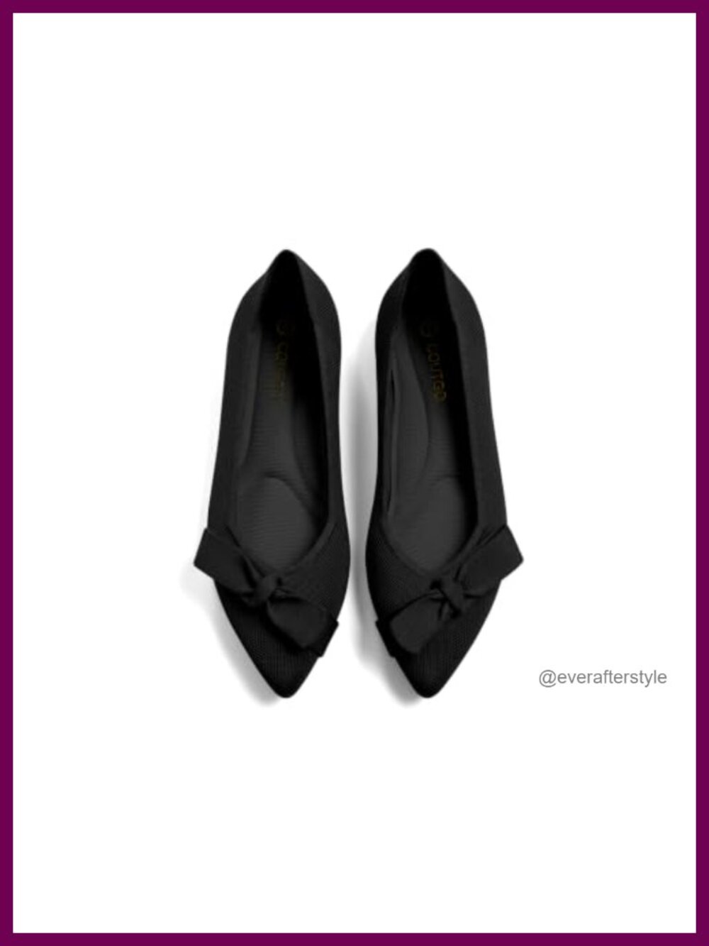 Pointed Toe Knit Bow Ballet Flats Slip On Dressy Work Casual Shoes